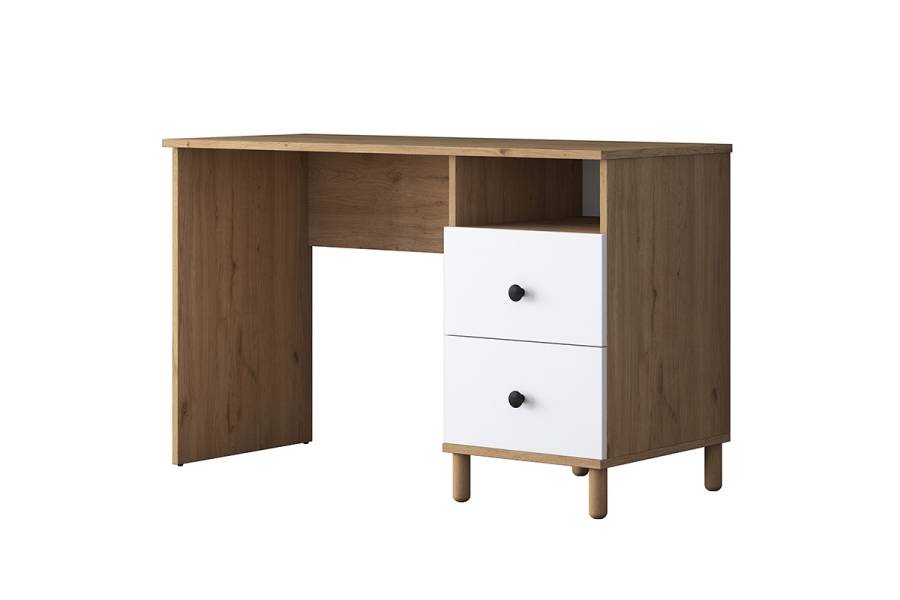 Γραφείο με βιβλιοθήκη Goldie pakoworld λευκό-φυσικό 160x50x161.8εκ