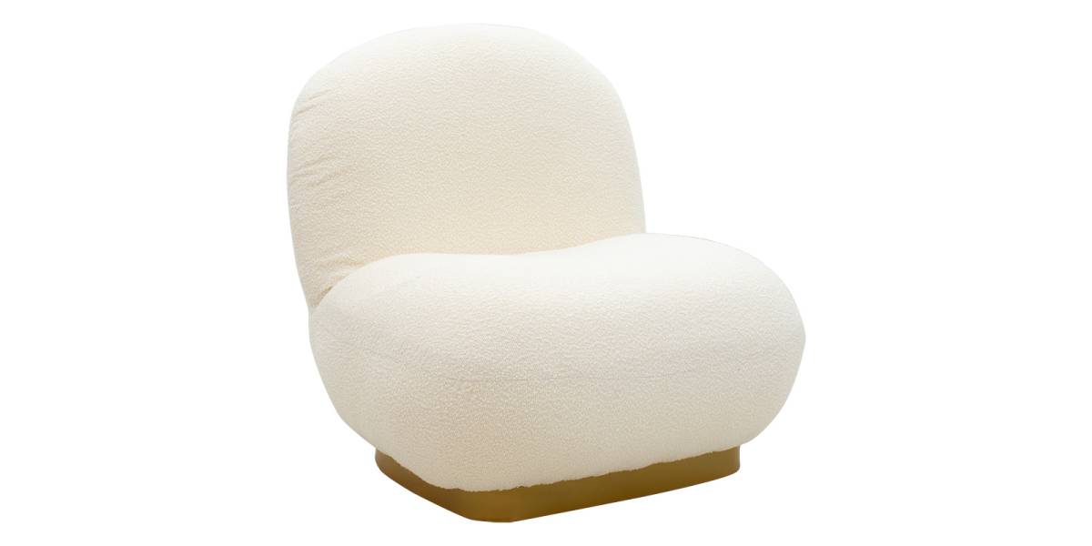 Πολυθρόνα Rosalie pakoworld ύφασμα μπουκλέ cream-χρυσό 85x82x77εκ