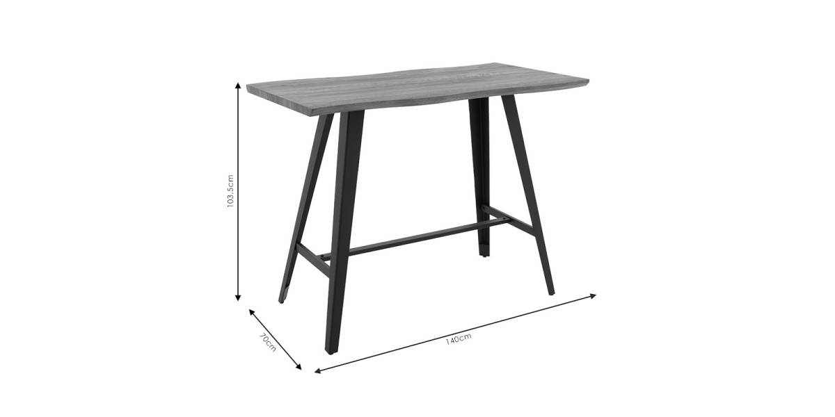 Tραπέζι μπαρ Fortitude pakoworld MDF καρυδί - πόδι μαύρο 140x70x103.5εκ