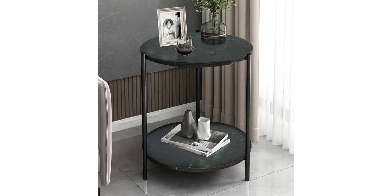 Βοηθητικό τραπέζι Rhythm MDF μαύρο μαρμάρου-μαύρο Φ48x60cm