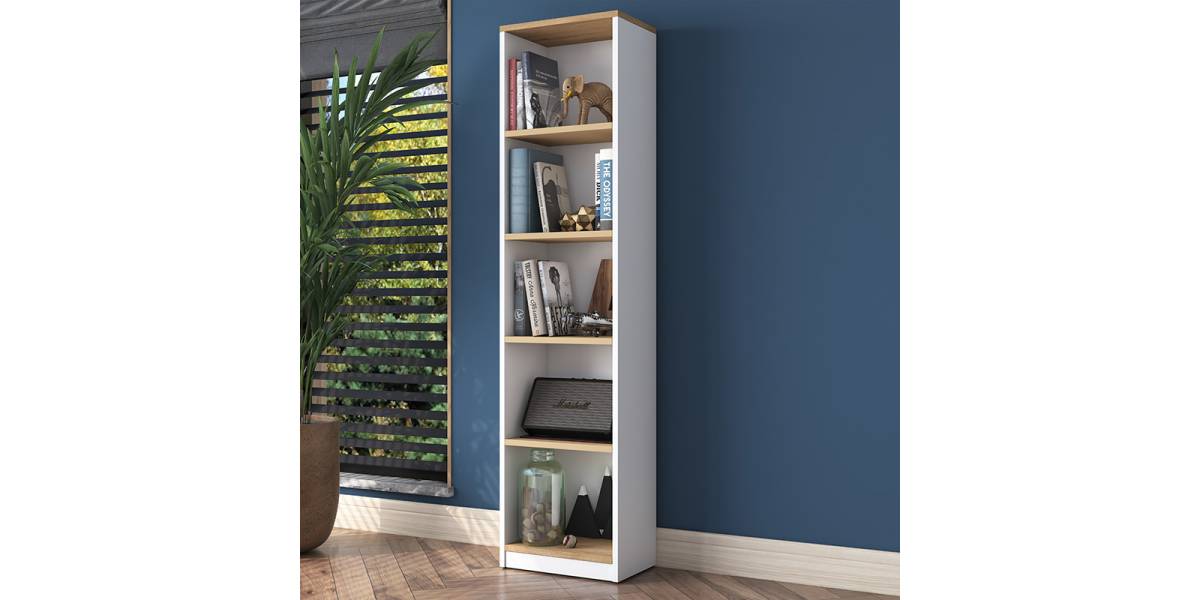 Βιβλιοθήκη Goldie pakoworld λευκό-φυσικό 40x25x161.80εκ