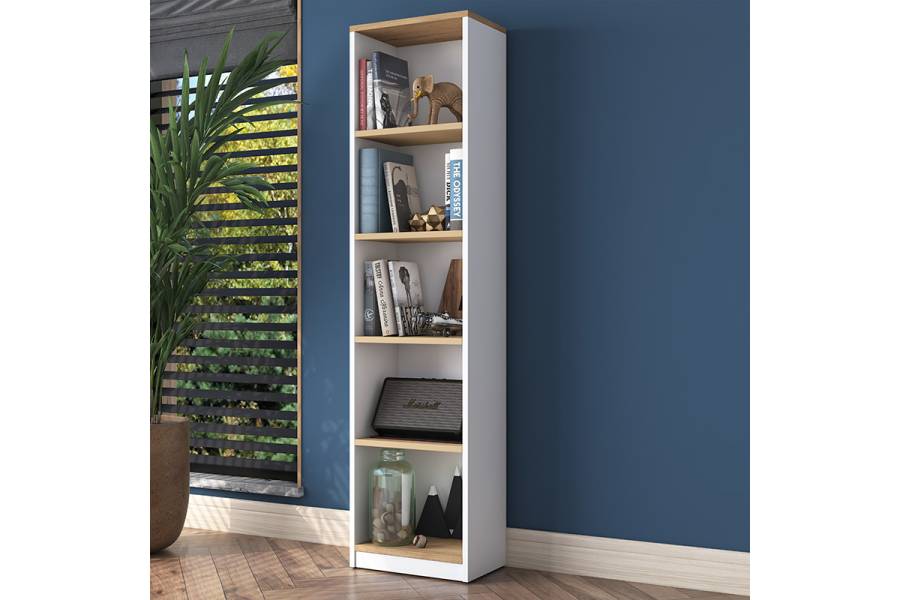 Βιβλιοθήκη Goldie pakoworld λευκό-φυσικό 40x25x161.80εκ