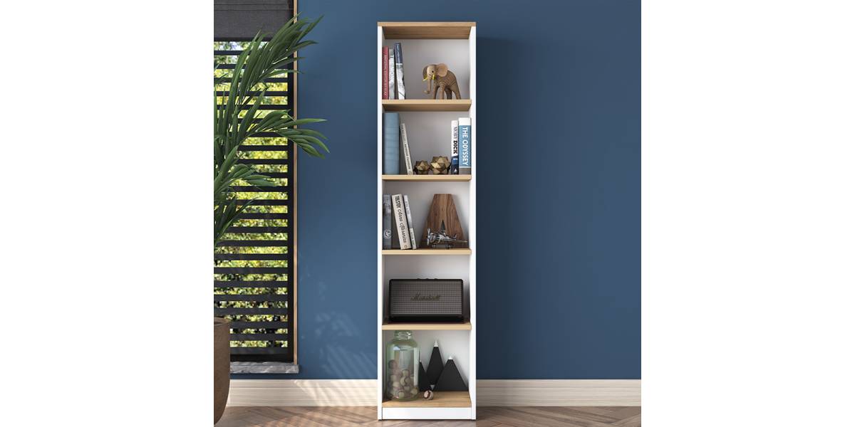 Βιβλιοθήκη Goldie pakoworld λευκό-φυσικό 40x25x161.80εκ