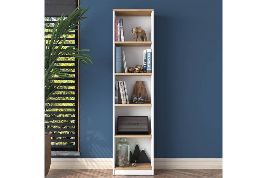 Βιβλιοθήκη Goldie pakoworld λευκό-φυσικό 40x25x161.80εκ