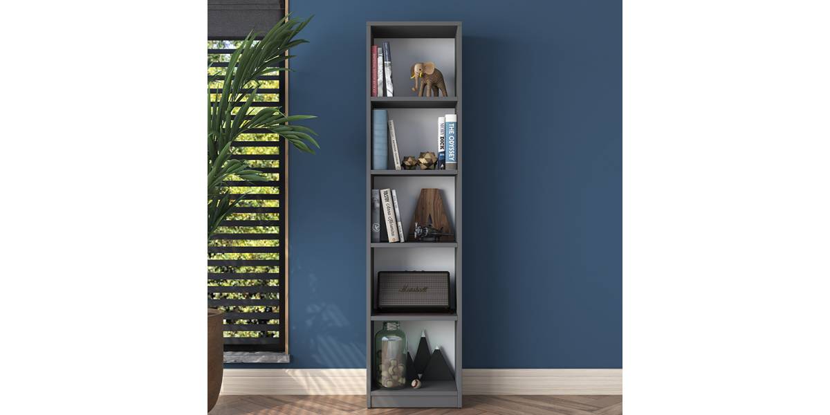 Βιβλιοθήκη Goldie pakoworld ανθρακί-λευκό 40x25x161.80εκ