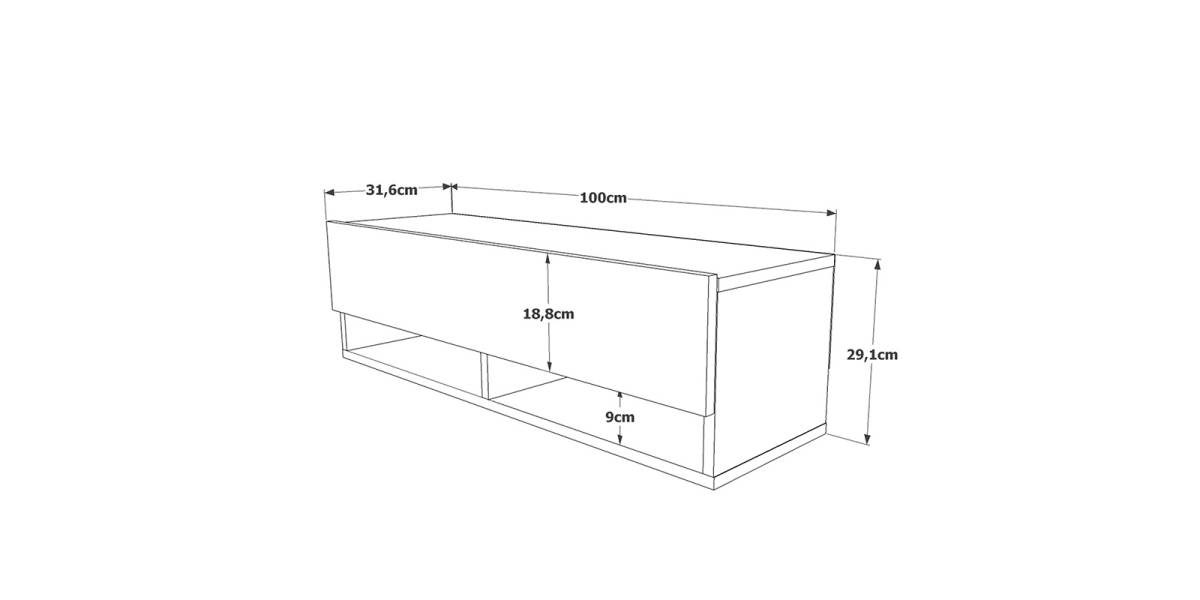 Έπιπλο τηλεόρασης επιτοίχιο Roscoe pakoworld λευκό-oak 100x31.5x29.5εκ
