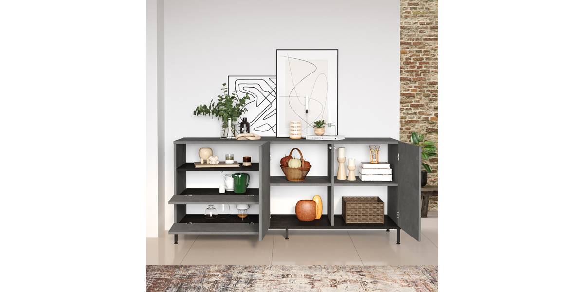 Μπουφές Evaluate pakoworld ανθρακί antique-wenge 170x46.5x75.5εκ