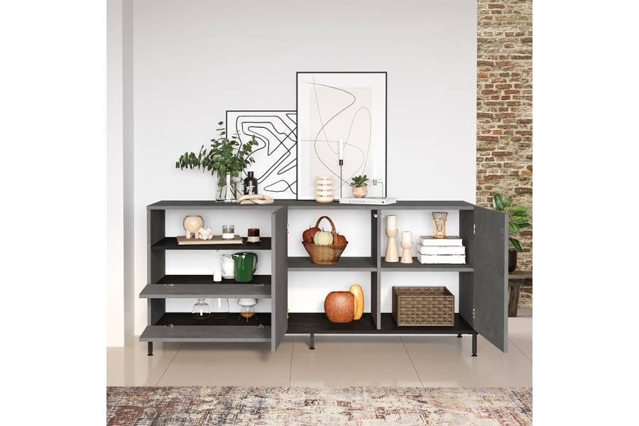 Μπουφές Evaluate pakoworld ανθρακί antique-wenge 170x46.5x75.5εκ