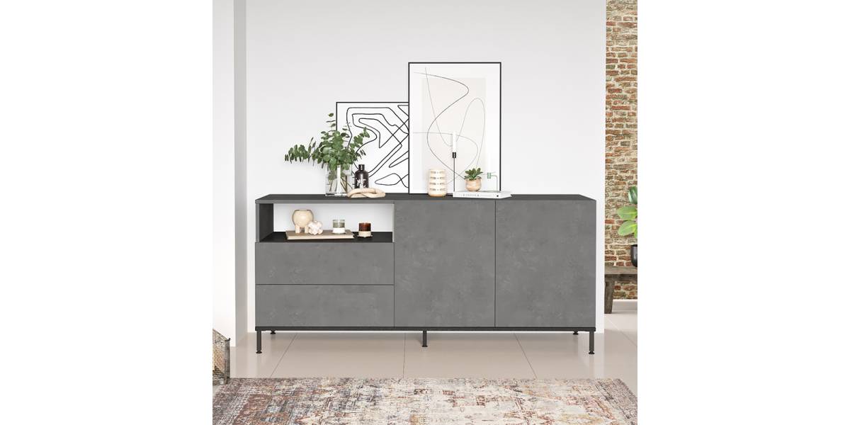 Μπουφές Evaluate pakoworld ανθρακί antique-wenge 170x46.5x75.5εκ