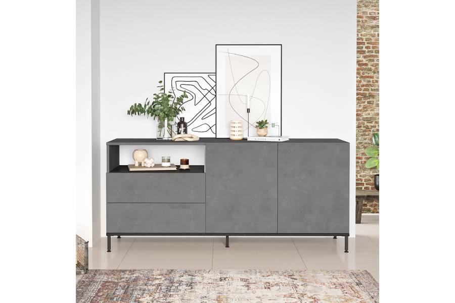 Μπουφές Evaluate pakoworld ανθρακί antique-wenge 170x46.5x75.5εκ