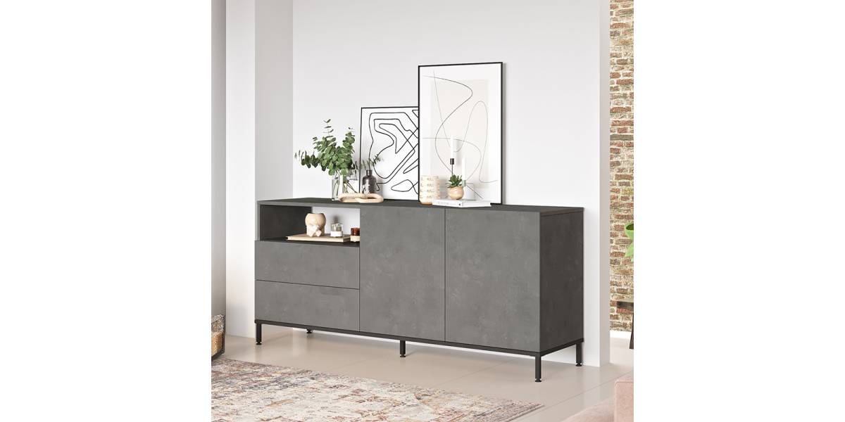 Μπουφές Evaluate pakoworld ανθρακί antique-wenge 170x46.5x75.5εκ