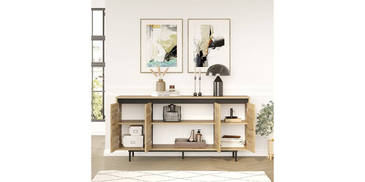Μπουφές Jethro pakoworld sonoma-wenge 160x44.5x75.5εκ