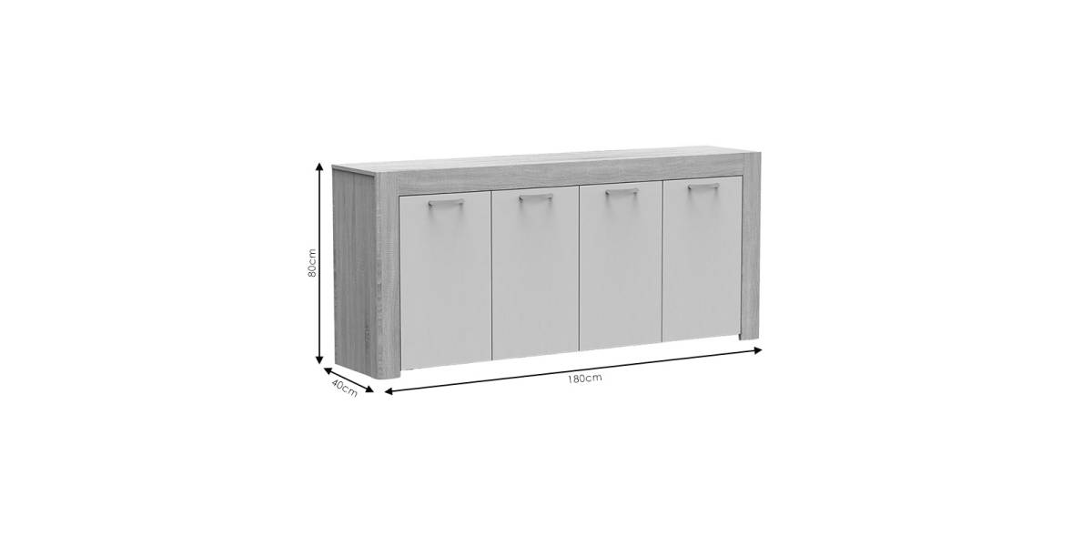 Μπουφές Haven pakoworld sonoma-λευκό 180x40x80εκ