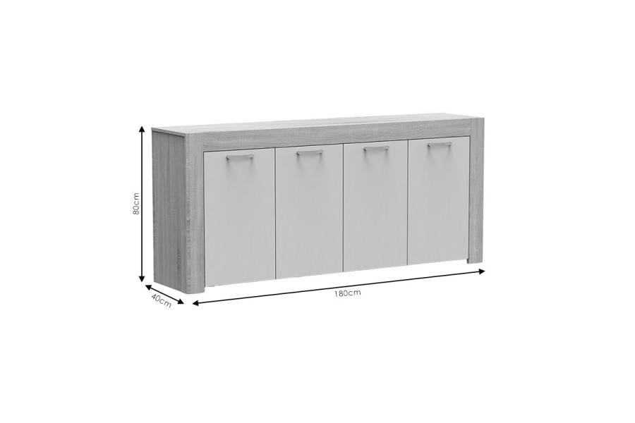 Μπουφές Haven pakoworld sonoma-λευκό 180x40x80εκ