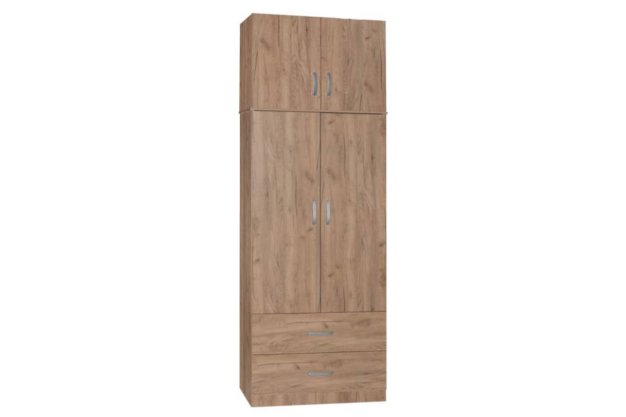 Ντουλάπα δίφυλλη και πατάρι Zelia pakoworld φυσικό 79x42x240εκ.
