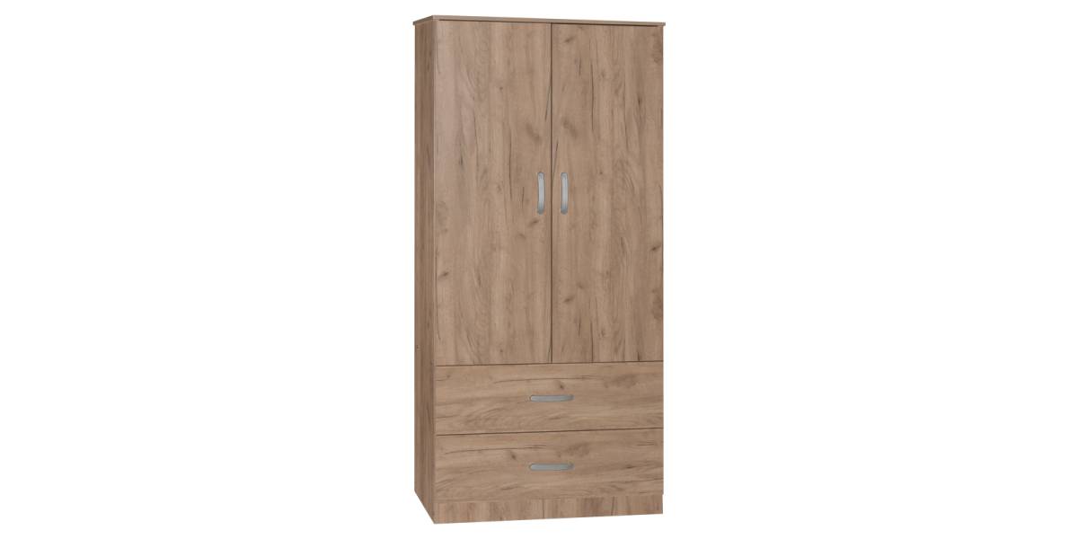 Ντουλάπα δίφυλλη και πατάρι Zelia pakoworld φυσικό 79x42x240εκ.