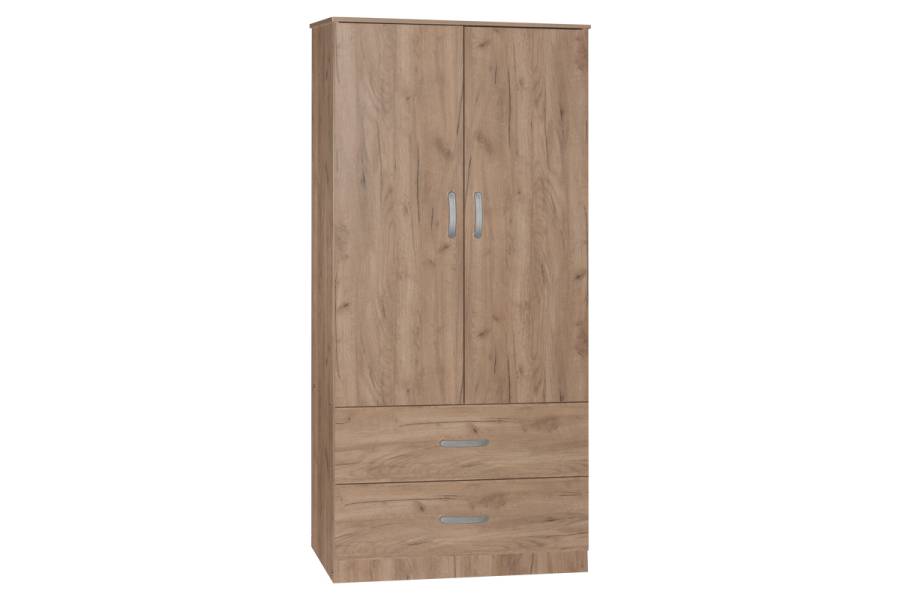 Ντουλάπα δίφυλλη και πατάρι Zelia pakoworld φυσικό 79x42x240εκ.
