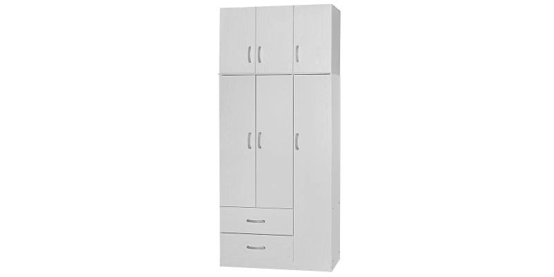 Ντουλάπα τρίφυλλη και πατάρι Zelia pakoworld λευκό 90x42x240εκ.