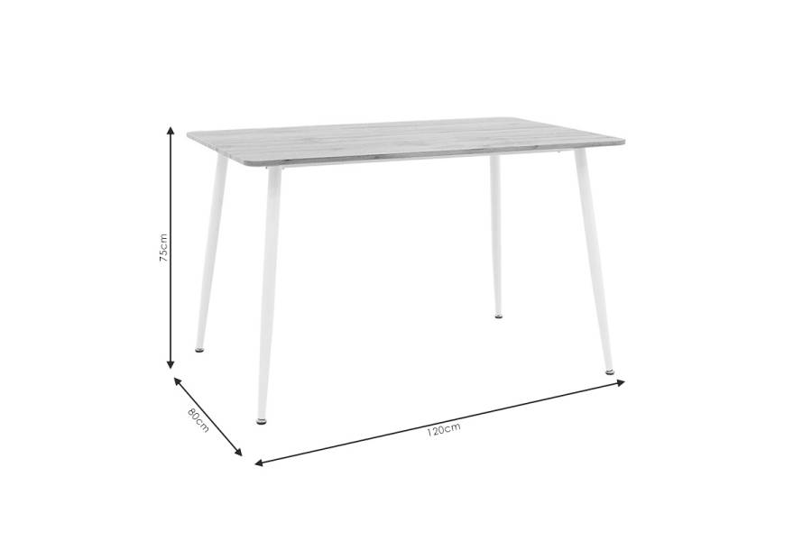 Τραπέζι Cuba pakoworld MDF sonoma-λευκό 120x80x75εκ