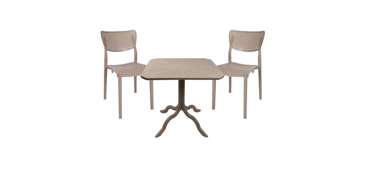 Τραπεζαρία Icon-Ignite pakoworld σετ 3τεμ PP σε cappuccino απόχρωση