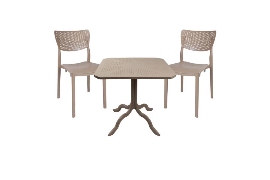 Τραπεζαρία Icon-Ignite pakoworld σετ 3τεμ PP σε cappuccino απόχρωση