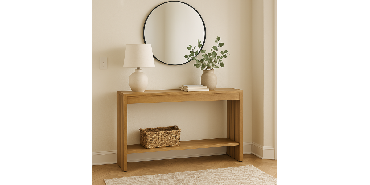 Κονσόλα Focused pakoworld MDF φυσικό 120x35x74εκ