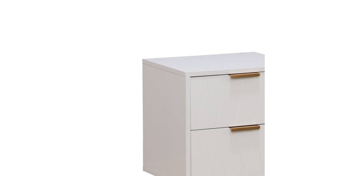 Κομοδίνο Culture pakoworld με 2 συρτάρια λευκό-χρυσό 40x35x52εκ