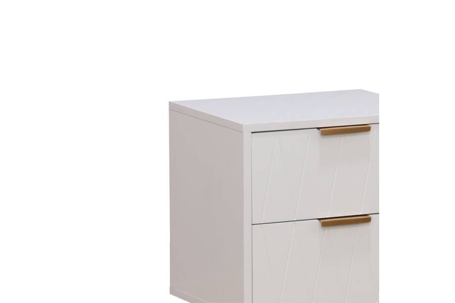 Κομοδίνο Culture pakoworld με 2 συρτάρια λευκό-χρυσό 40x35x52εκ