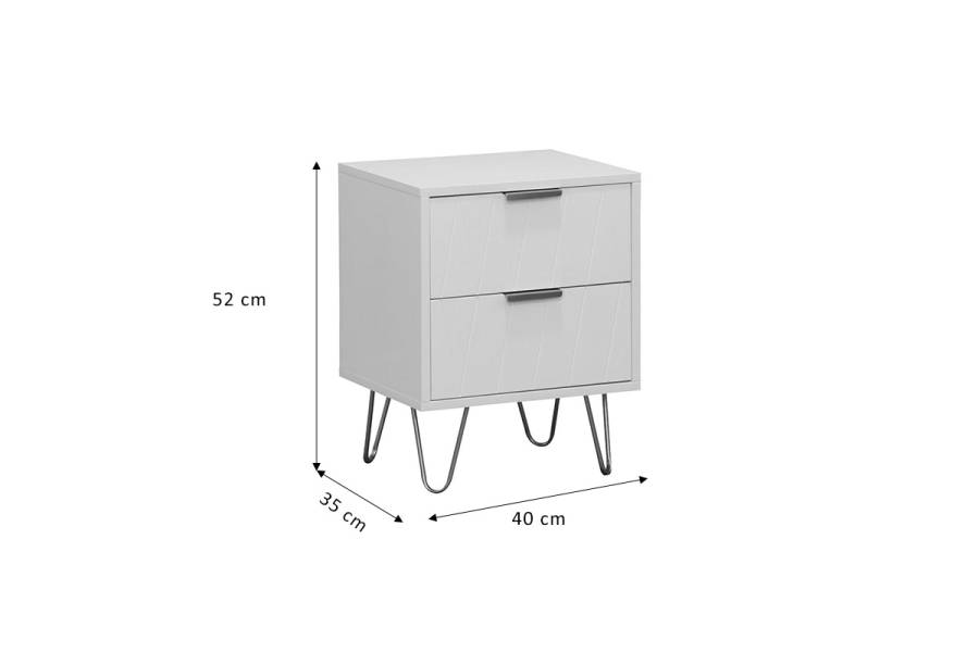 Κομοδίνο Culture pakoworld με 2 συρτάρια λευκό-χρυσό 40x35x52εκ