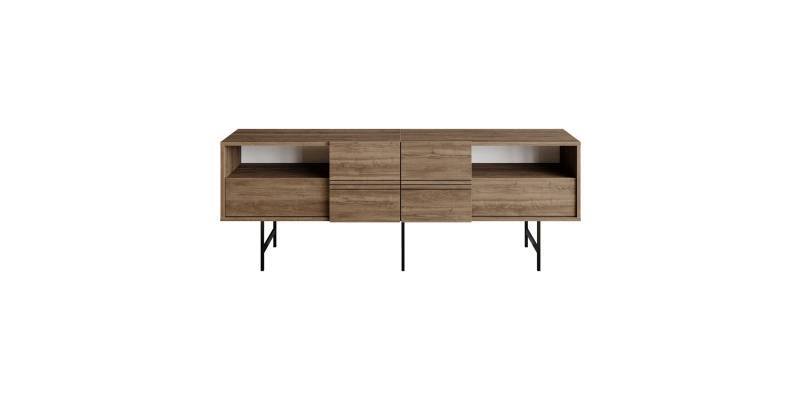Έπιπλο τηλεόρασης Kevan pakoworld καρυδί-μαύρο πόδι 180x35x65εκ