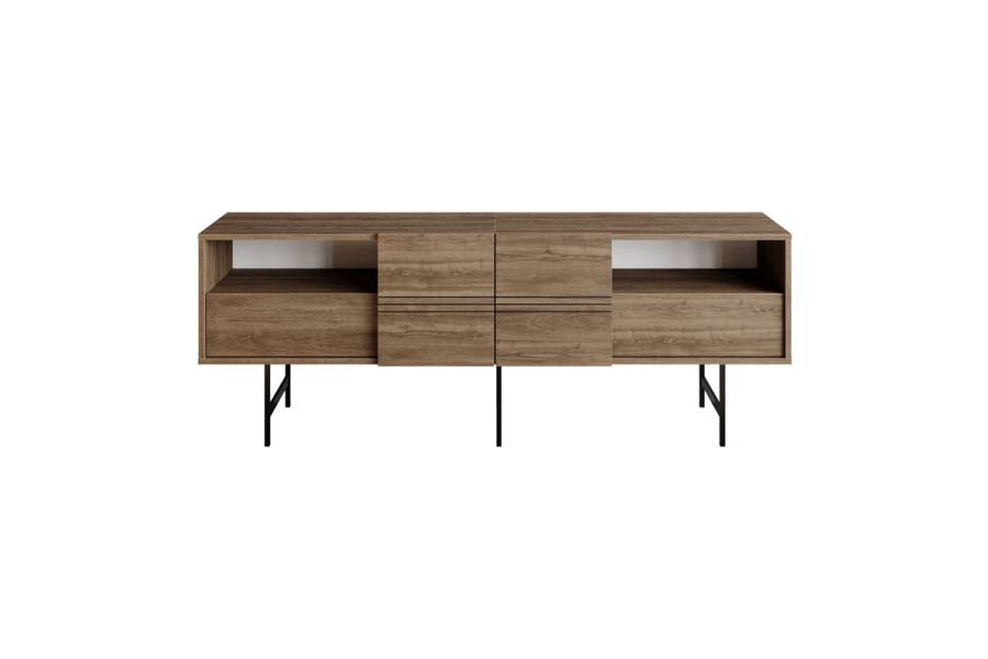 Έπιπλο τηλεόρασης Kevan pakoworld καρυδί-μαύρο πόδι 180x35x65εκ