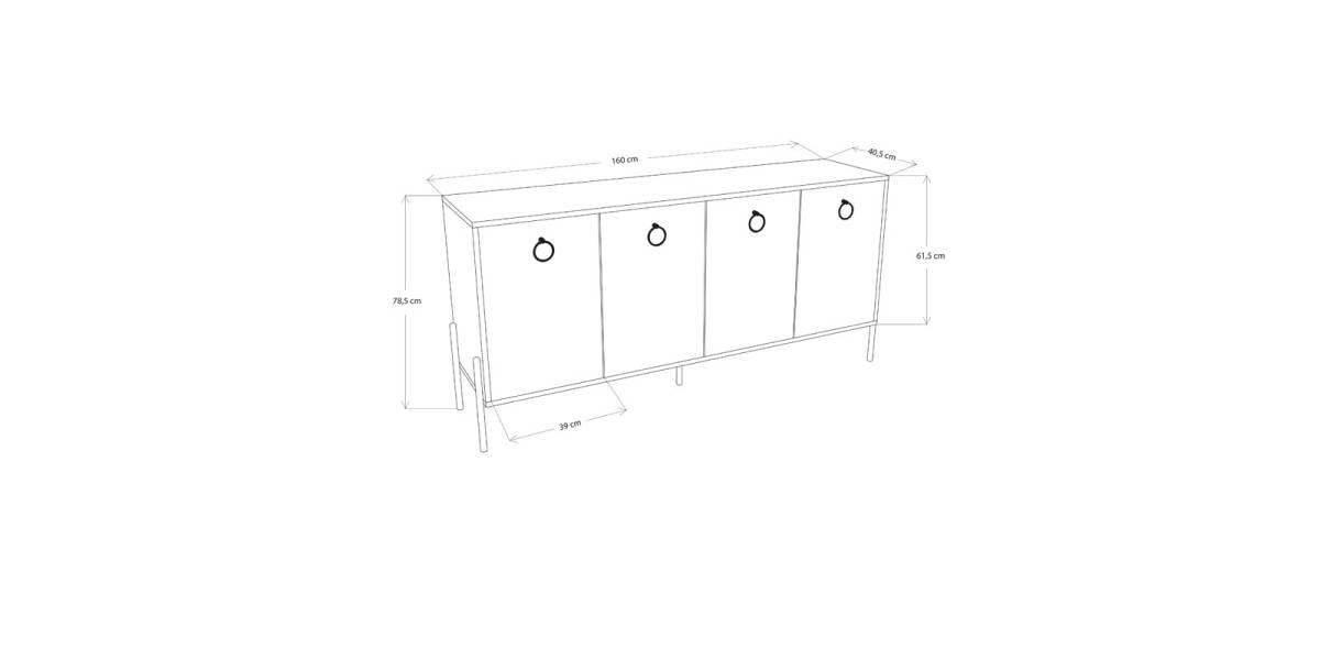 Μπουφές Twely pakoworld μελαμίνης καρυδί-μαύρο 160x40,5x79εκ