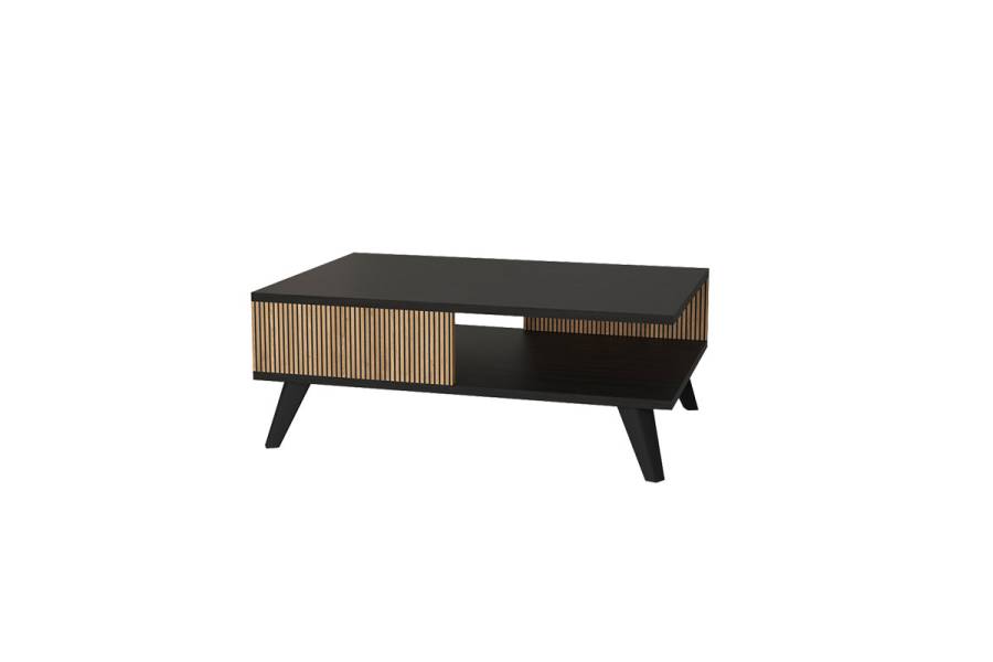 Τραπέζι σαλονιού Flipter pakoworld μελαμίνης oak-μαύρο 83x54x34εκ