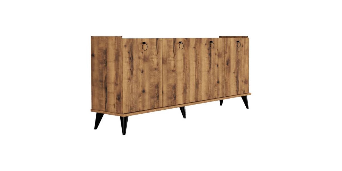Μπουφές Lireta pakoworld μελαμίνης καρυδί-μαύρο 182x41x82.5εκ