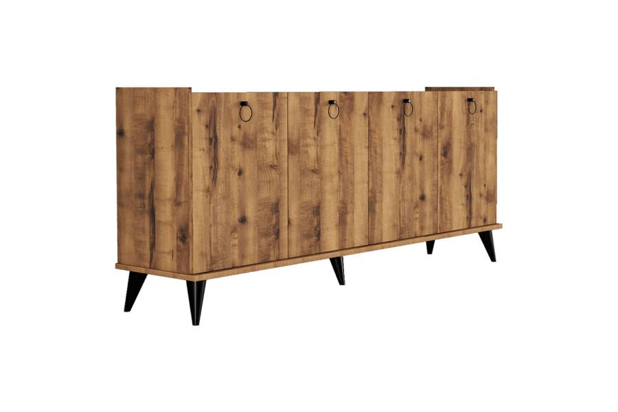Μπουφές Lireta pakoworld μελαμίνης καρυδί-μαύρο 182x41x82.5εκ