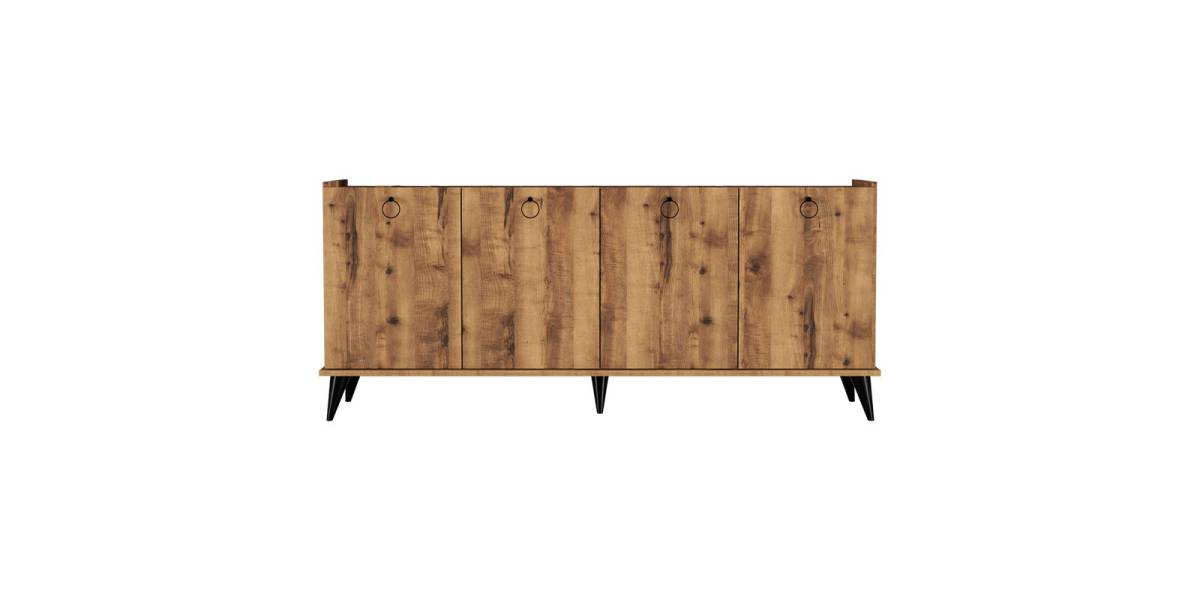 Μπουφές Lireta pakoworld μελαμίνης καρυδί-μαύρο 182x41x82.5εκ