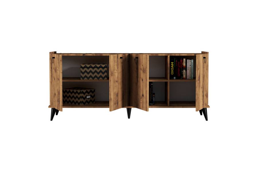 Μπουφές Lireta pakoworld μελαμίνης καρυδί-μαύρο 182x41x82.5εκ