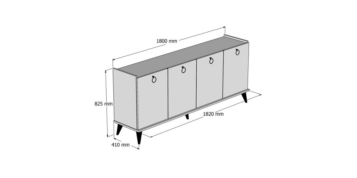 Μπουφές Lireta pakoworld μελαμίνης καρυδί-μαύρο 182x41x82.5εκ