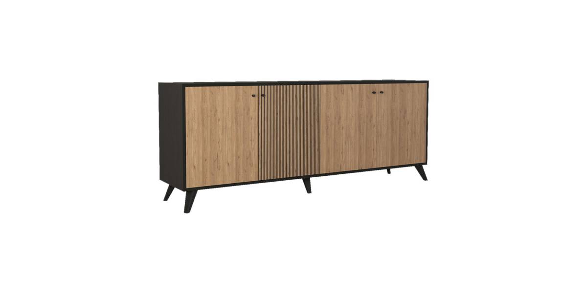 Μπουφές Flipter pakoworld μελαμίνης oak-μαύρο 180x40x78,6εκ