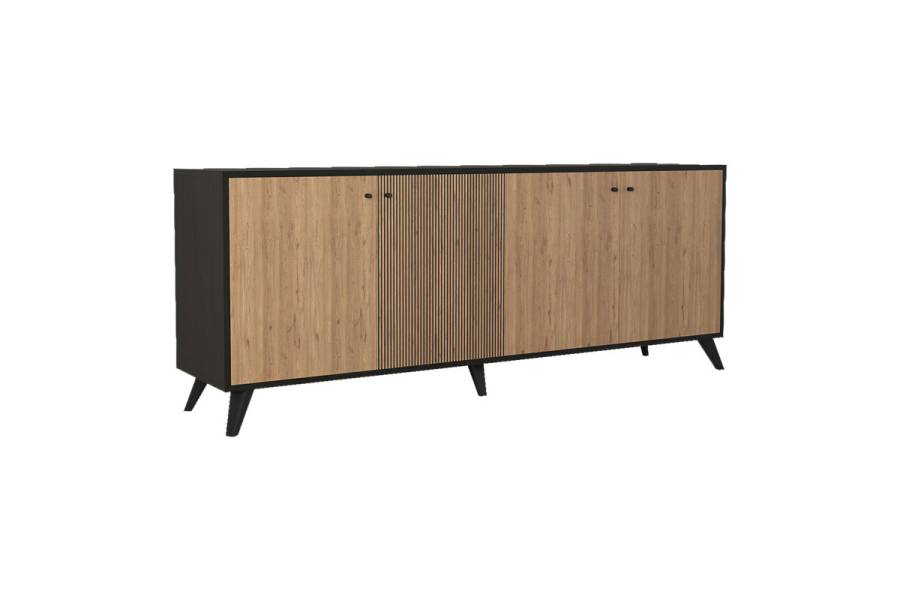 Μπουφές Flipter pakoworld μελαμίνης oak-μαύρο 180x40x78,6εκ