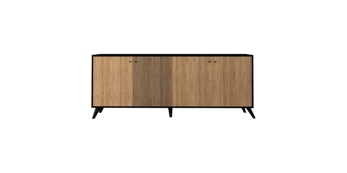 Μπουφές Flipter pakoworld μελαμίνης oak-μαύρο 180x40x78,6εκ