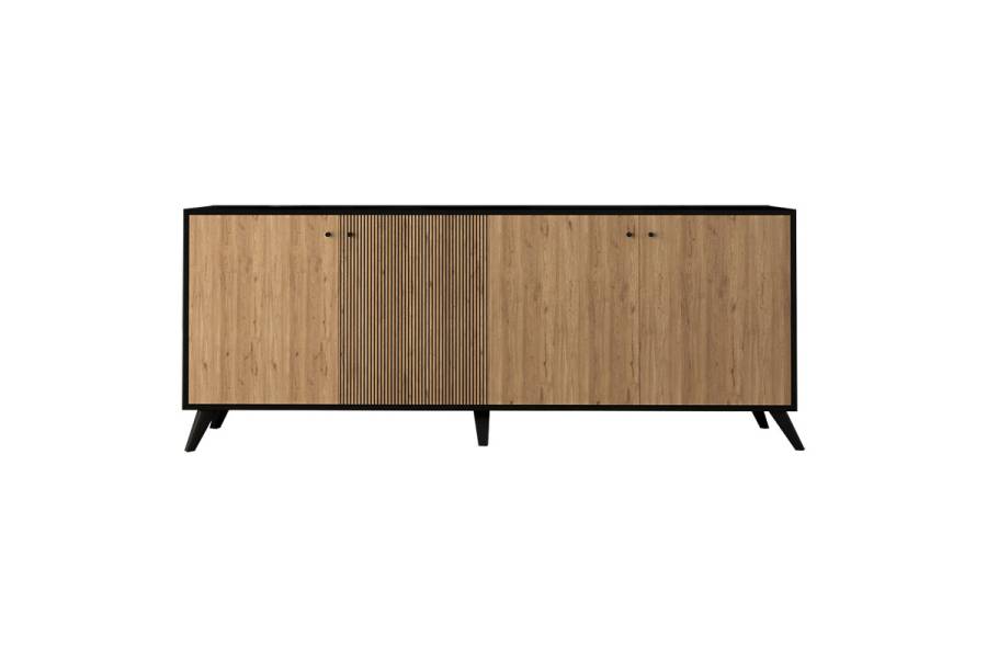Μπουφές Flipter pakoworld μελαμίνης oak-μαύρο 180x40x78,6εκ