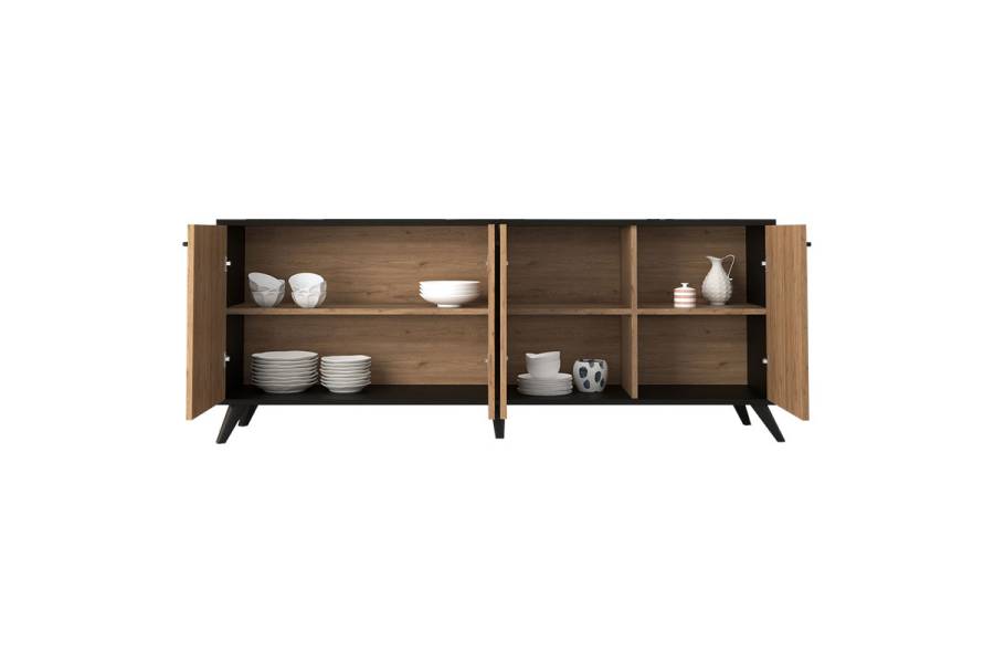 Μπουφές Flipter pakoworld μελαμίνης oak-μαύρο 180x40x78,6εκ