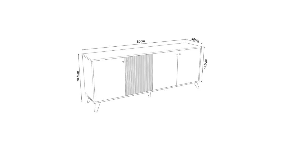 Μπουφές Flipter pakoworld μελαμίνης oak-μαύρο 180x40x78,6εκ