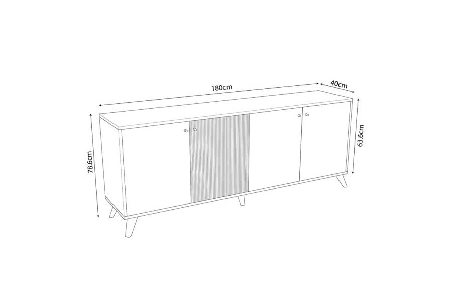 Μπουφές Flipter pakoworld μελαμίνης oak-μαύρο 180x40x78,6εκ
