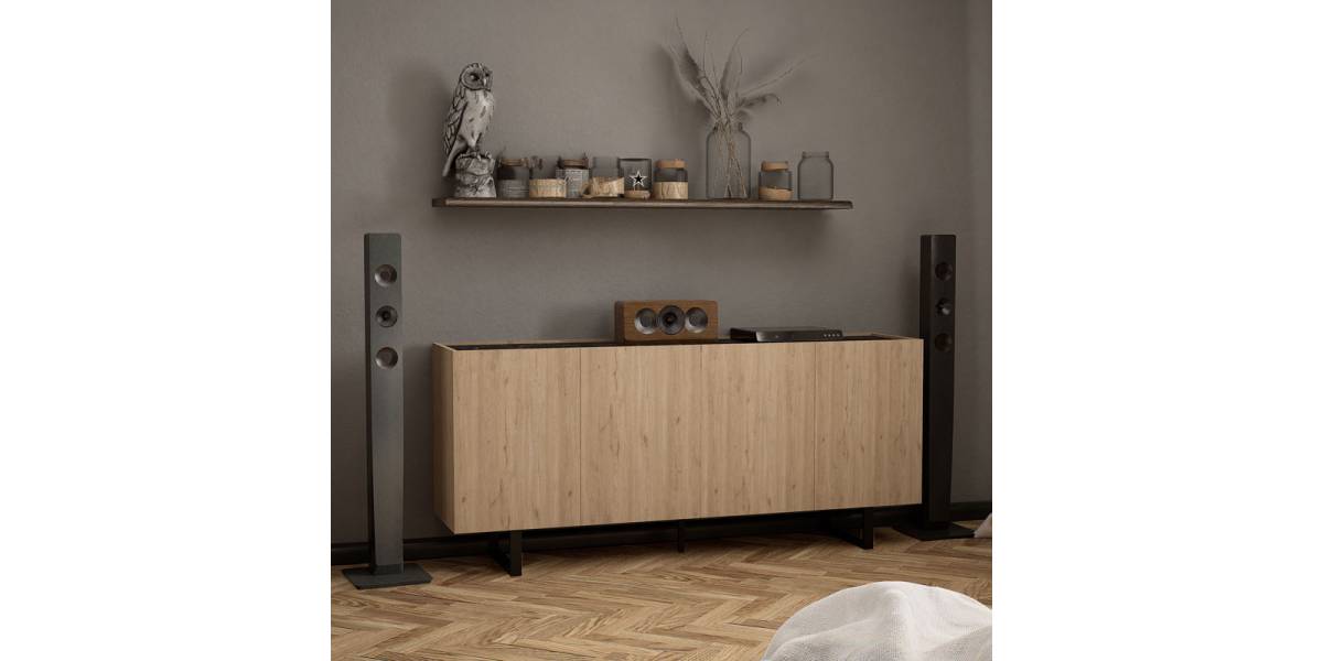 Μπουφές Kioubo pakoworld μελαμίνης oak-μαύρο 180x42x80εκ
