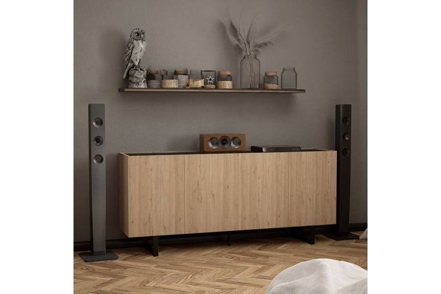 Μπουφές Kioubo pakoworld μελαμίνης oak-μαύρο 180x42x80εκ