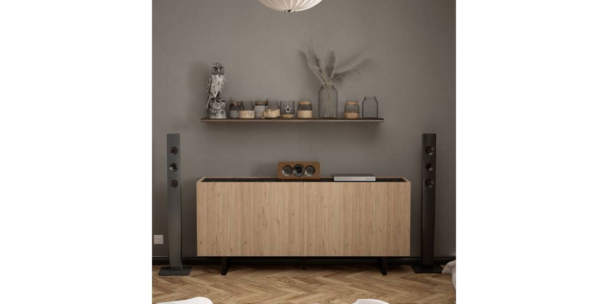 Μπουφές Kioubo pakoworld μελαμίνης oak-μαύρο 180x42x80εκ