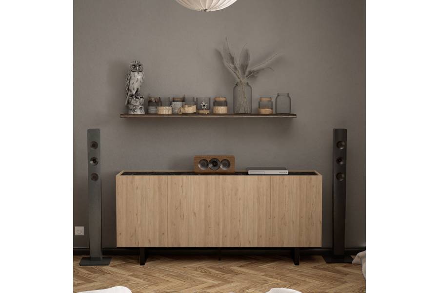 Μπουφές Kioubo pakoworld μελαμίνης oak-μαύρο 180x42x80εκ