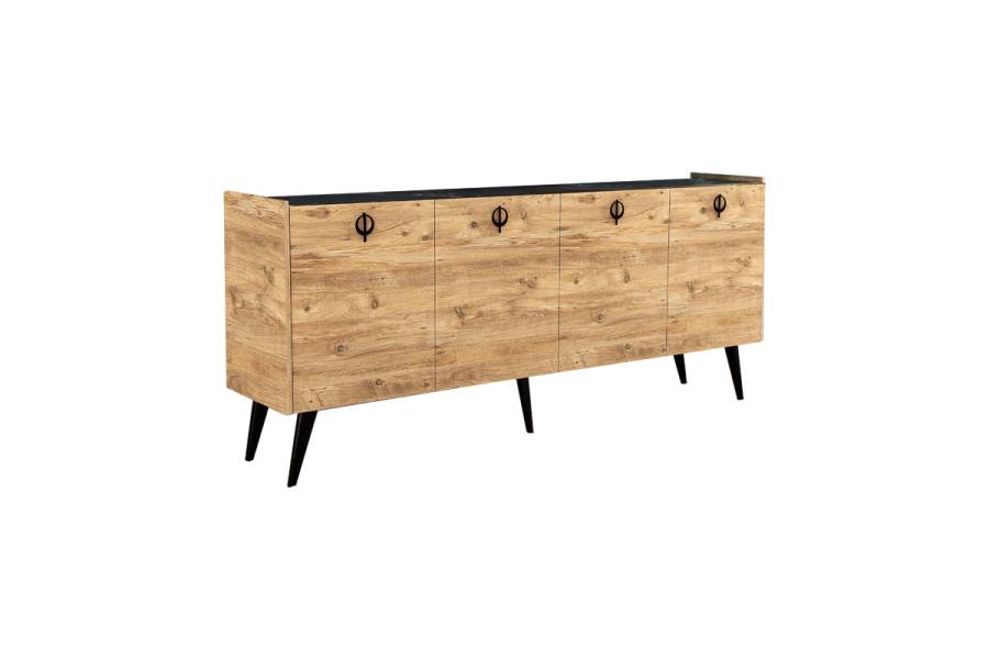 Μπουφές Jeslie pakoworld μελαμίνης oak-ανθρακί 180x40x79εκ